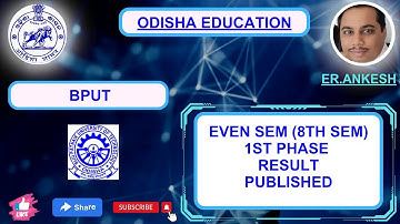 EVEN SEM (8TH SEM) 1ST PHASE RESULT PUBLISHED #bput #btech