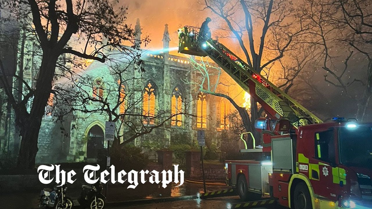 Fire rips through heritage-listed London church