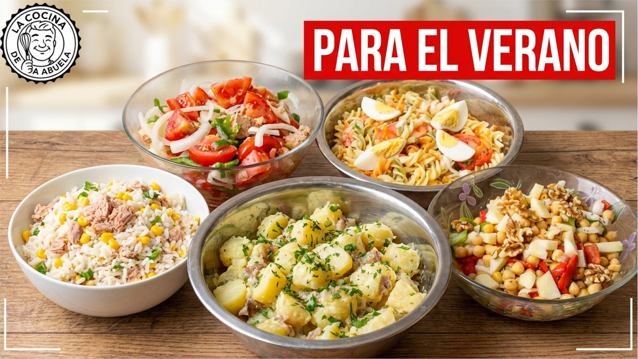 5 ENSALADAS FRESCAS 🥗😱 para el VERANO | 5 RECETAS fáciles y diferentes para cada día
