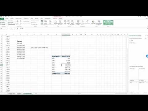 Chapter 2 how to use Excel to create frequency dis and histogram for one quantitative variable Pivot