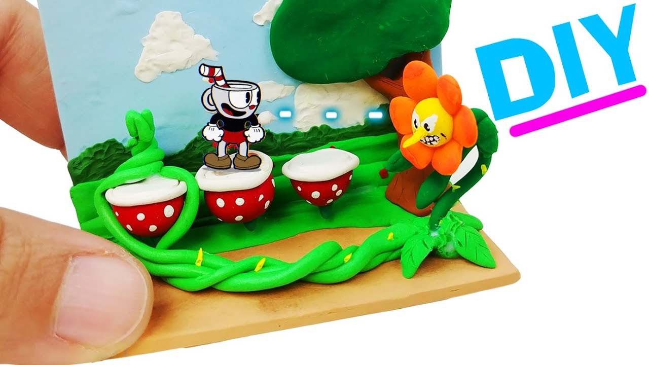 HOW TO MAKE MINIATURE CUPHEAD DIY CRAFT clay mugman boss gameplay YouTube
