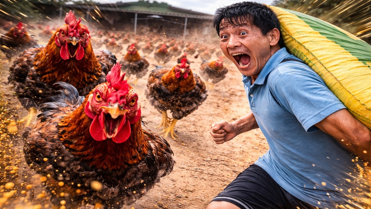 “1000 Chickens on a Hillside Suddenly Go into a Riot Upon Seeing a Bag ...