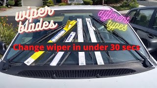 Change various different types of wiper blades in under 30 seconds