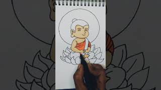 Drawing of Lord Buddha'... a beautiful drawing with colour sketch pen /Please like and subscribe ❤️🙏