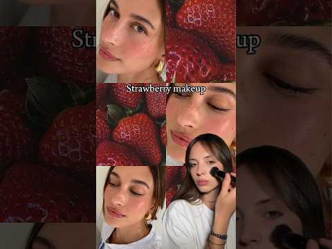 Ягодный макияж в стиле Hailey Biber 🍓 Strawberry makeup trend #trendmakeup #strawberrymakeup