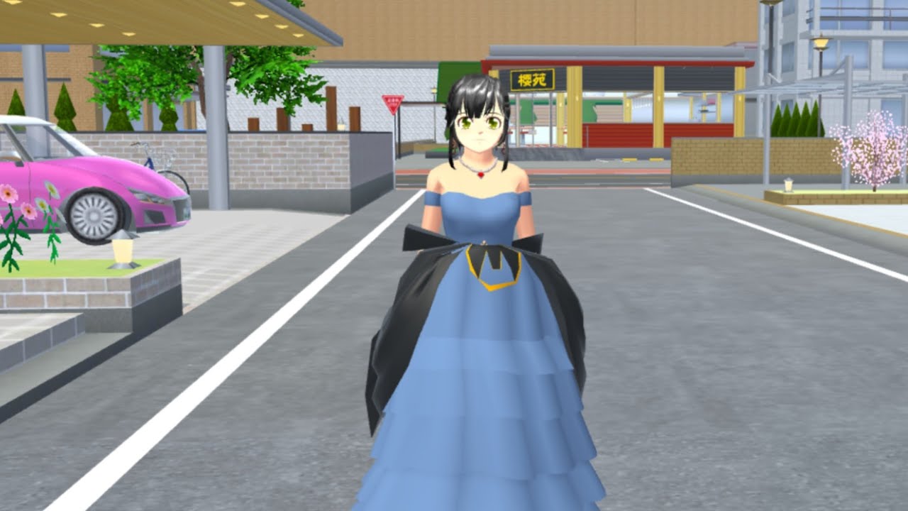 👗 Aesthetic navy blue black dress look | Sakura School Simulator