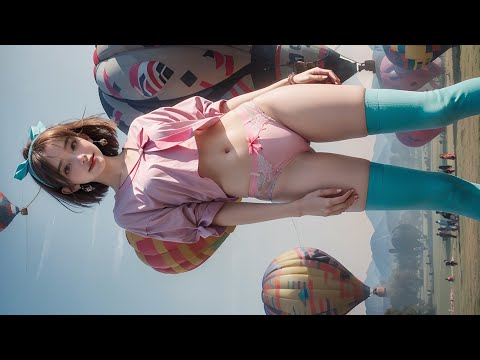 [4K] AI ART Japan Lookbook Model Video  - Hot Air Balloon Adventure #ai룩북 #art  #beauty