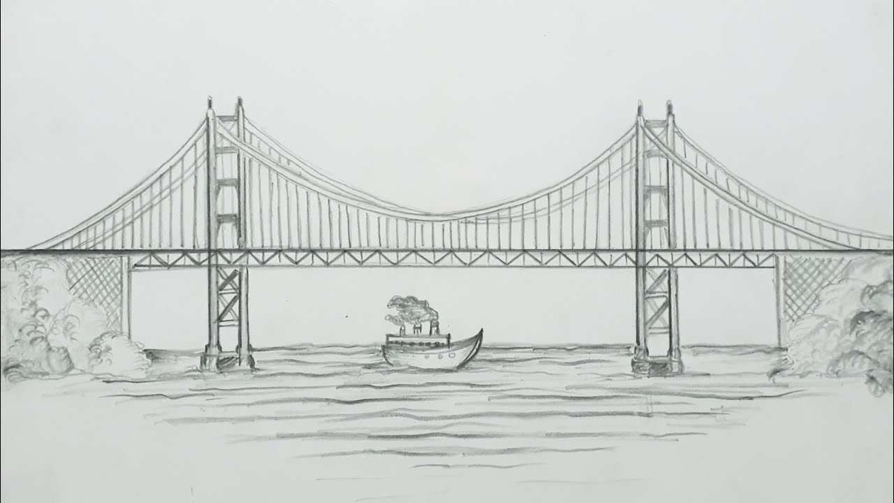 How to draw Golden Gate Bridge step by step - YouTube