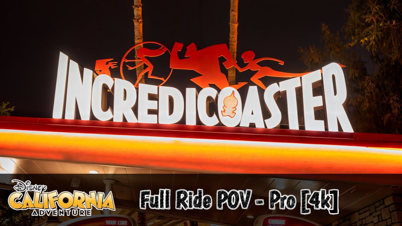 The Incredicoaster - Night POV 4k - Disney California Adventure