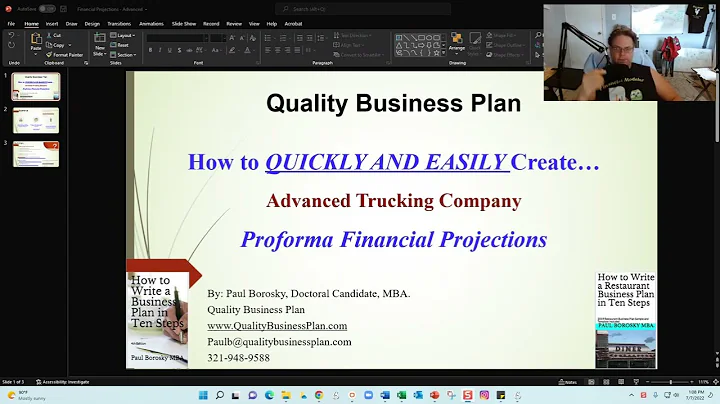 Advanced Trucking Company Pro Forma Financial Projections – Quickly and Easily!! By Paul Borosky