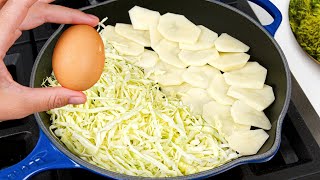 Cabbage with eggs tastes better than meat! Easy, healthy and very delicious lunch or dinner recipe!