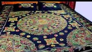 হাতে কাজ করা বিছানার চাদর//বিভিন্ন কালারের নতুন ডিজাইনের বিছানার চাদর//hand embroidery Chadar//चादरे