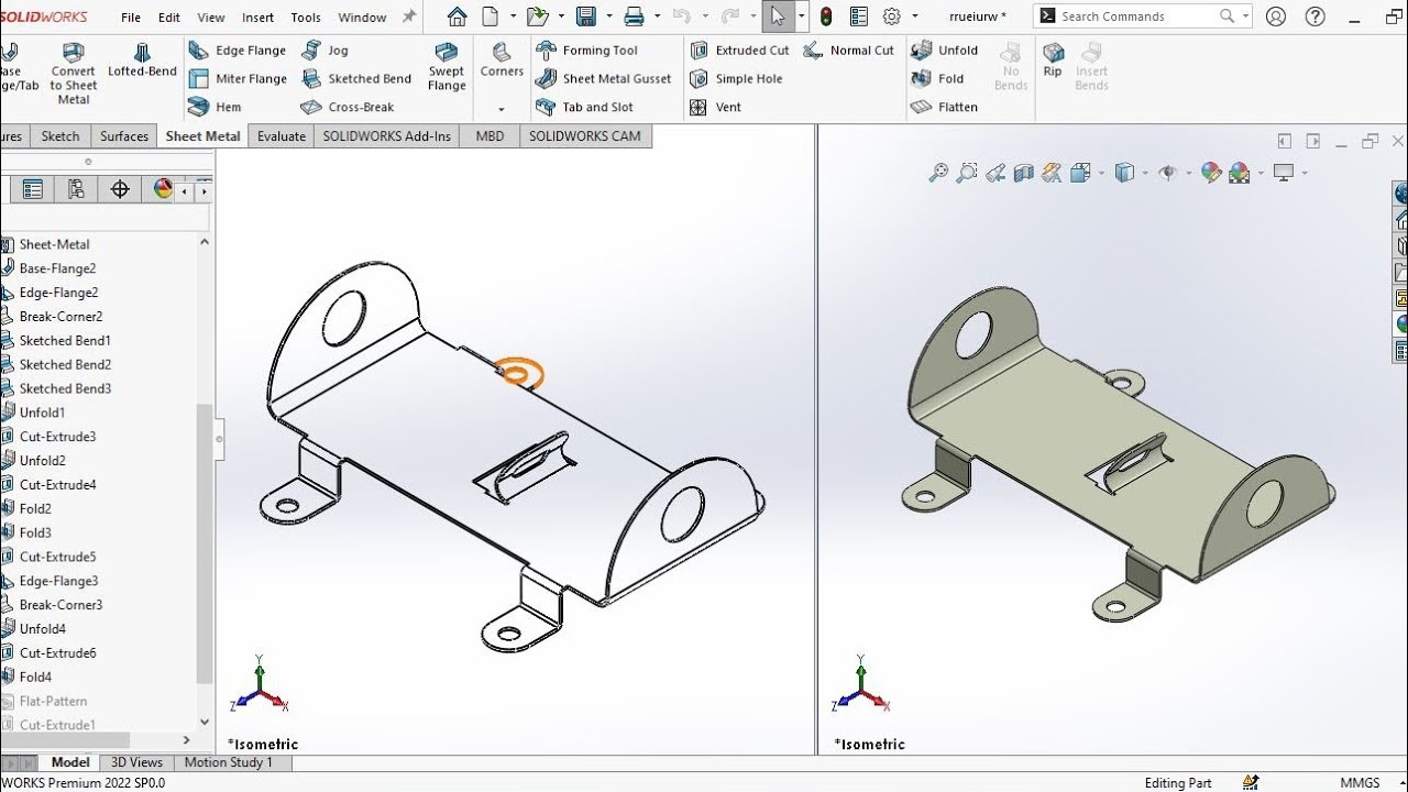 Sheet metal solidworks tutorial - YouTube