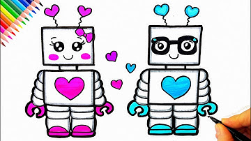Robot Çizimi 🤖 Robot Resmi Nasıl Çizilir? ✍ Kolay Robot Çizimi - How To Draw a Cute Robot Easy