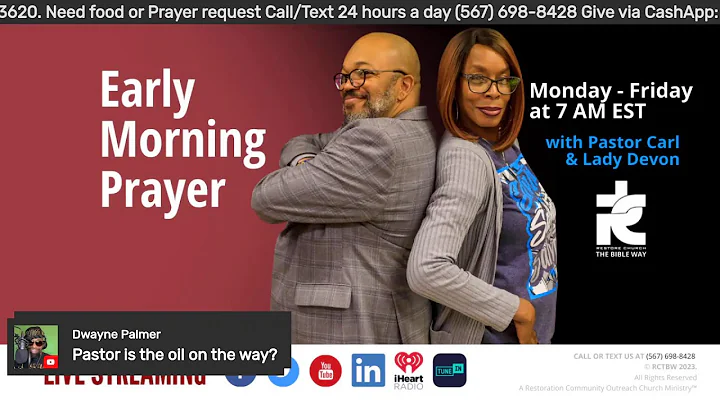 Early morning prayer with Pastor Carl & Lady Devon...