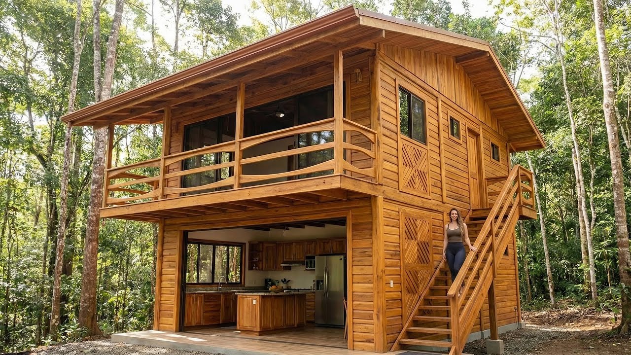 REWIND TIME: 365 Day Journey Leave City for the Forest To Build a 2-Story Wooden House Beautiful
