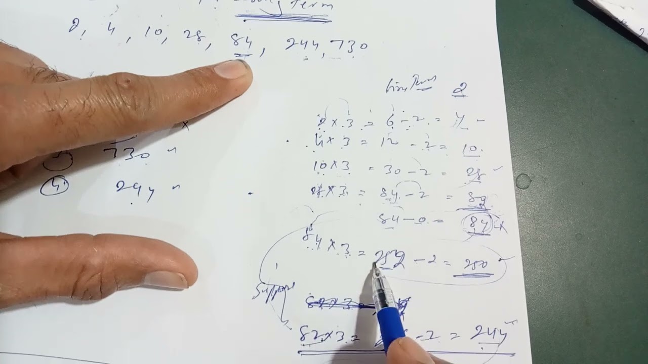 One term in the following number series is wrong . Find the worng term 2, 4,10,28,84,244,730