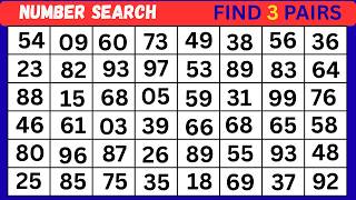 Can You Find All 3 Matching Number Pairs? 🔢 | Number Search Puzzle | 10 Challenges screenshot 4