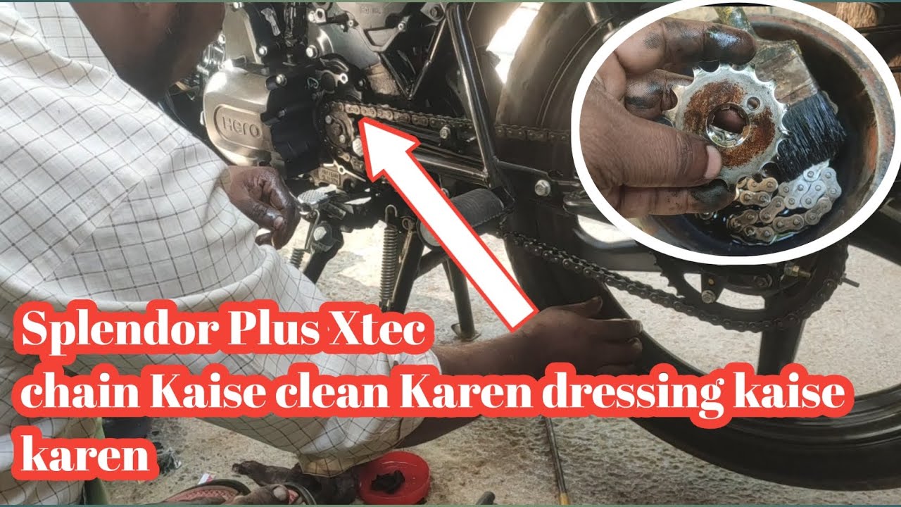 Splendor Plus Xtecchain Kaise clean Karen dressing How To Adjust Chain ...