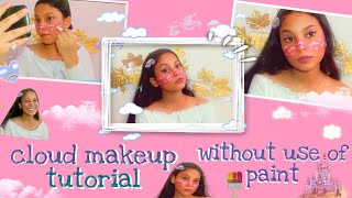 Cloud makeup tutorial without use of paint || cloudy face makeup || ☁☁face art for beginners