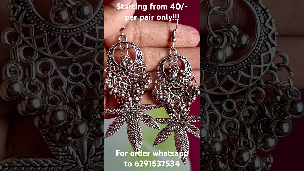 Beautiful silver oxidised jhumka 