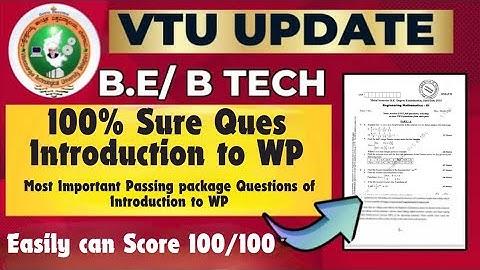 Introduction to WP /205H Very Most imp Passing package  #vtu #engineering #importantquestions
