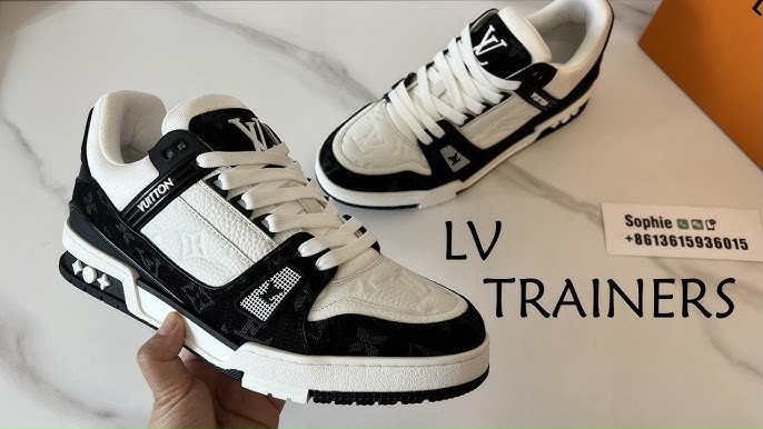 LV Trainer Sneaker Triple Black White Laces (ON FOOT) 