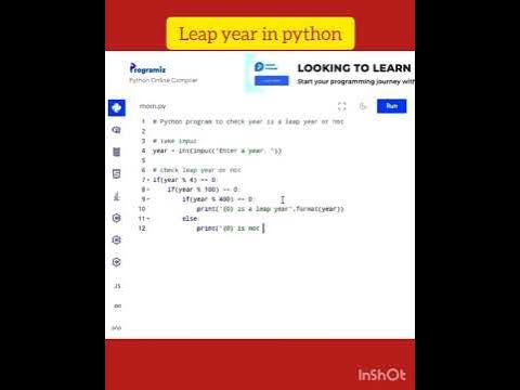 leap year in python #python #coder #programming #developer #javascript ...