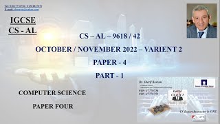 Famous 19- IGCSE - COMPUTER SCEIENCE - AL 9618 / 42 - OCTOBER/ NOVEMBER 2022 - PAPER 4 - PART 1 Wealth