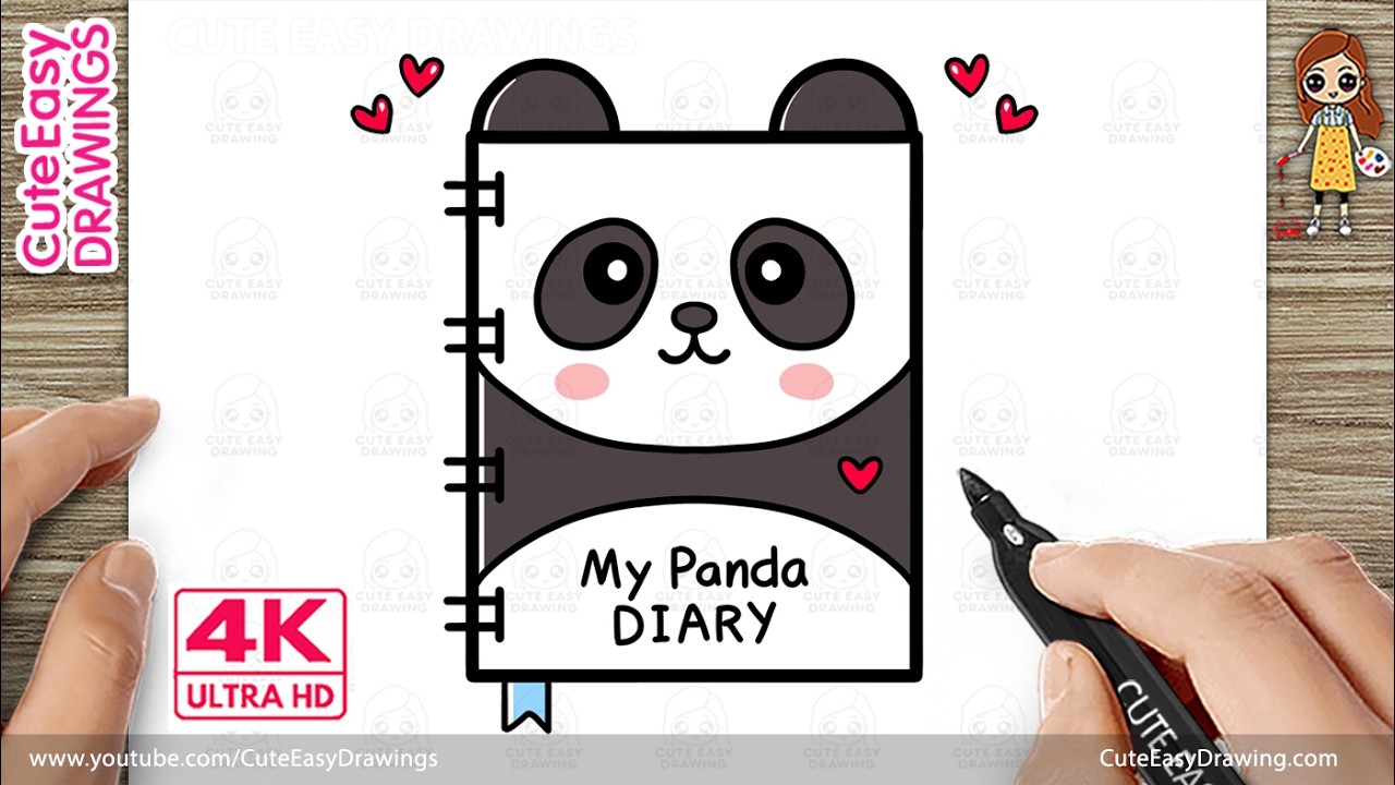 How to Draw a Cute Panda Diary | Easy Kawaii Drawing for Kids & Toddlers | 4K