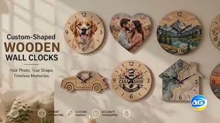 0154 Custom-Shaped Wood Board Wall Clock | Personalized Photo, Art & Decorative Clock | AUTARIS USA