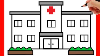 HOW TO DRAW A HOSPITAL EASY - EASY DRAWINGS