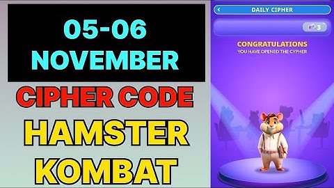 Hamster Kombat Dev Game Daily Cipher 05 & 06 November | Hamster Kombat Daily Cipher Code 5 November