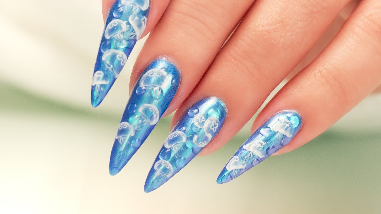 9. Jellyfish nail art for a unique and colorful look - wide 3