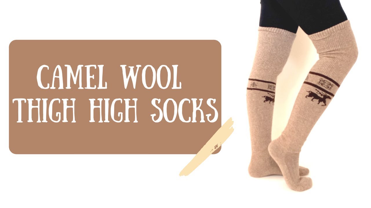 Beige Camel Wool Thigh High Socks - YouTube