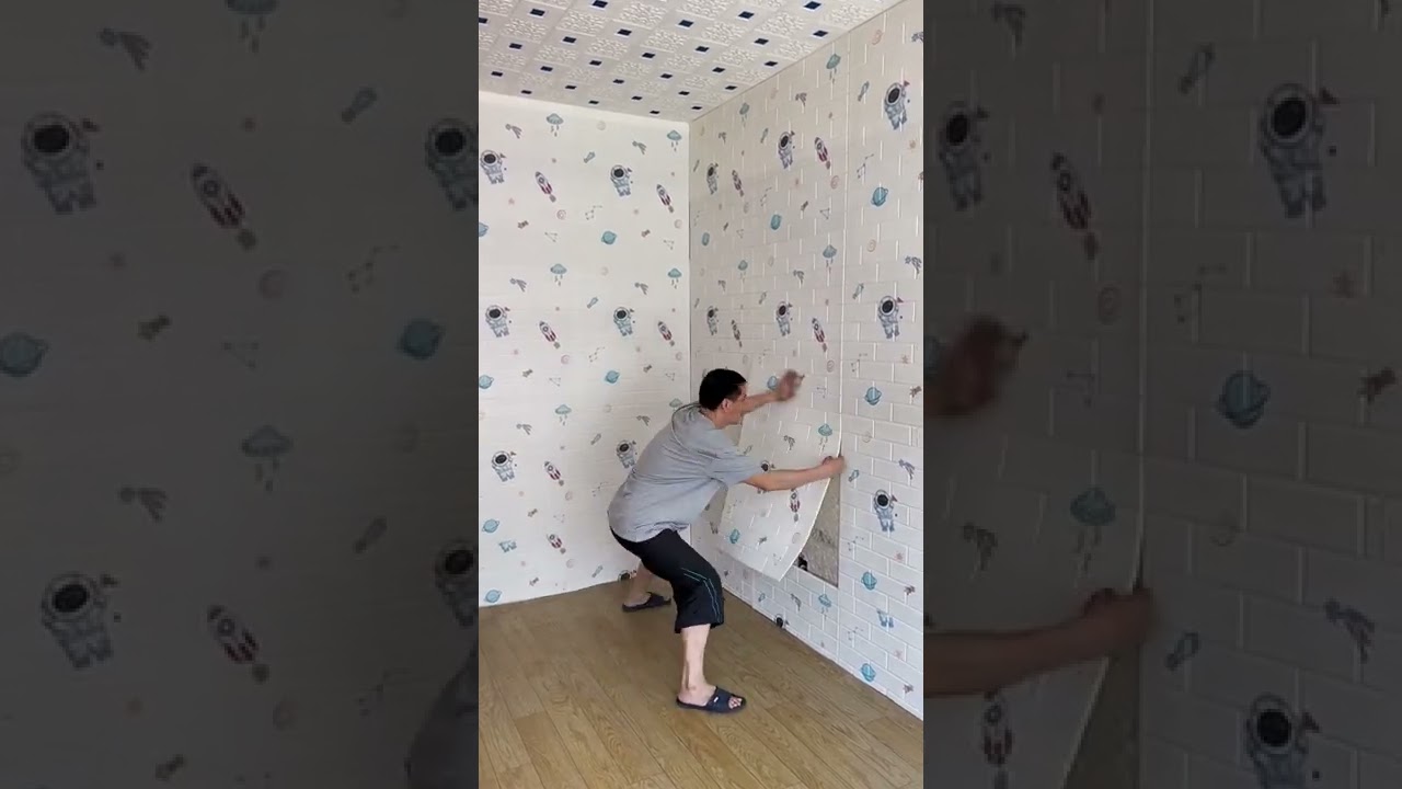 How to Stick Wallpaper , Home decoration with Stick Wallpaper part1154
