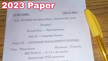 3sem Computers Paper 2023 || Degree 3rd sem DBMS Question Paper 2023 Degree 2nd year exams #ug