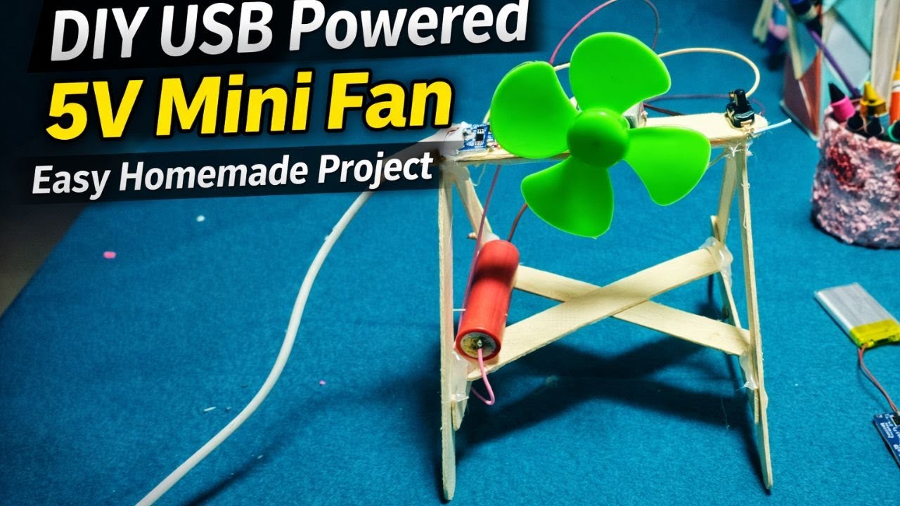 Mini DC Fan Project | Homemade Fan Using Simple Materials - YouTube