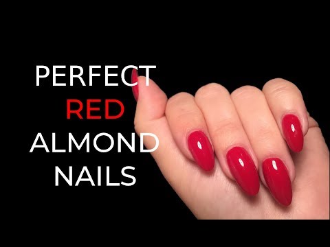 Pure Red Gel Almond Nails | Short