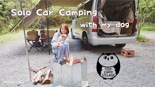 【50代女子ソロキャンプ】GWの合間にまったり車中泊Tiny Camp VillageSolo car camping with my dog, Vlog42