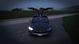 Tesla Model X   CRAZY LIGHTSHOW !!! Must see! Full HD