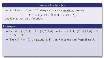 Section 4.2, part 1 Inverse of a function