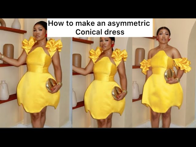 diy asymmetrical dress : HOW TO CUT AN ASYMMETRIC CONICAL WITH RUFFLE SLEEVE #viralvideo #how BRIDESMAIDS Vintage 90's Dress Mix Color:Vintage_Mauve