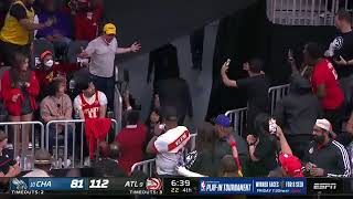 A frustrated Miles Bridges threw his mouthpiece after his technical and hits a young girl in th face
