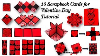 10 Scrapbook cards for Valentine&#39;s Day |10 Scrapbook card Making ideas For Valentines scrapbook 2022