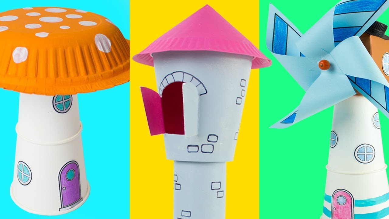 DIY Cardboard Houses from Paper Cups, Cartons and Paper Rolls Easy