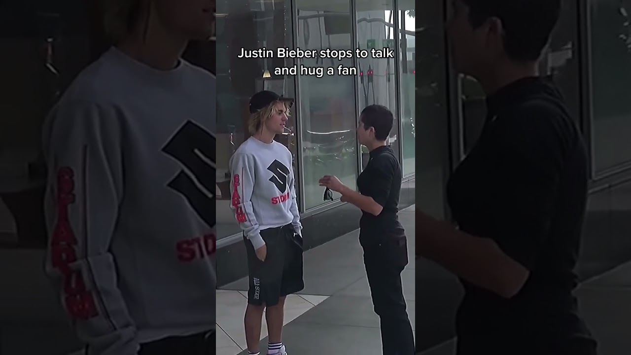 Justin Bieber stops to talk and hug a fan 