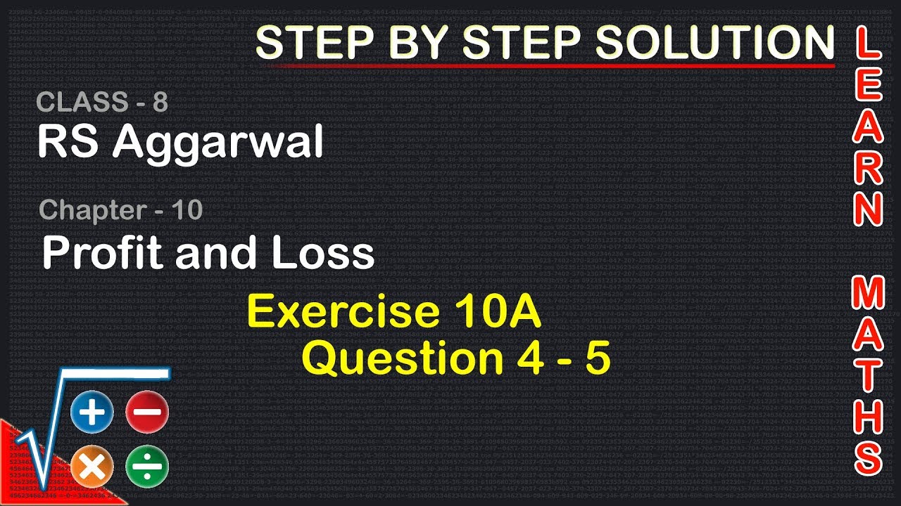 Profit And Loss Class 8 Exercise 10A Question 4 Question 5 RS profit-and-loss-class-8-exercise-10a-question-4-question-5-rs