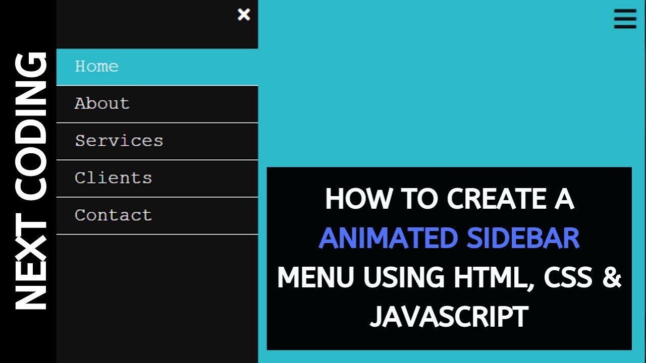 Create a Animated Sidebar Menu using HTML CSS And JavaScript