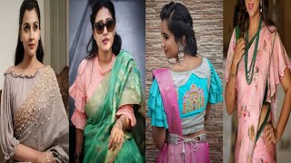 Trendy and stylish frills sleeve and neck saree blouse designs to try on parties, party wear blouse